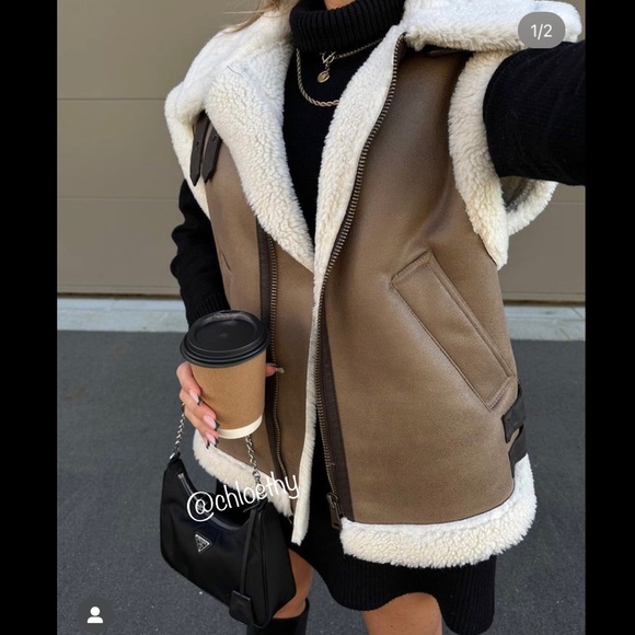 Zara COMBINATION FLEECE VEST - Picture 3 of 16